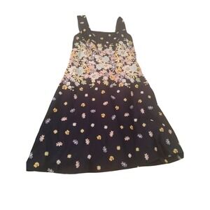 Loft Outlet Navy Blue Floral A-Line Sleeveless Dress Square Neck Womens Size 10